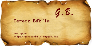 Gerecz Béla névjegykártya